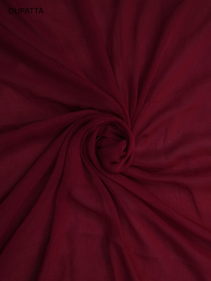 Women Hand Embroidered Chikankari Cotton Dressmaterial PCSCU00104FS-MAROON