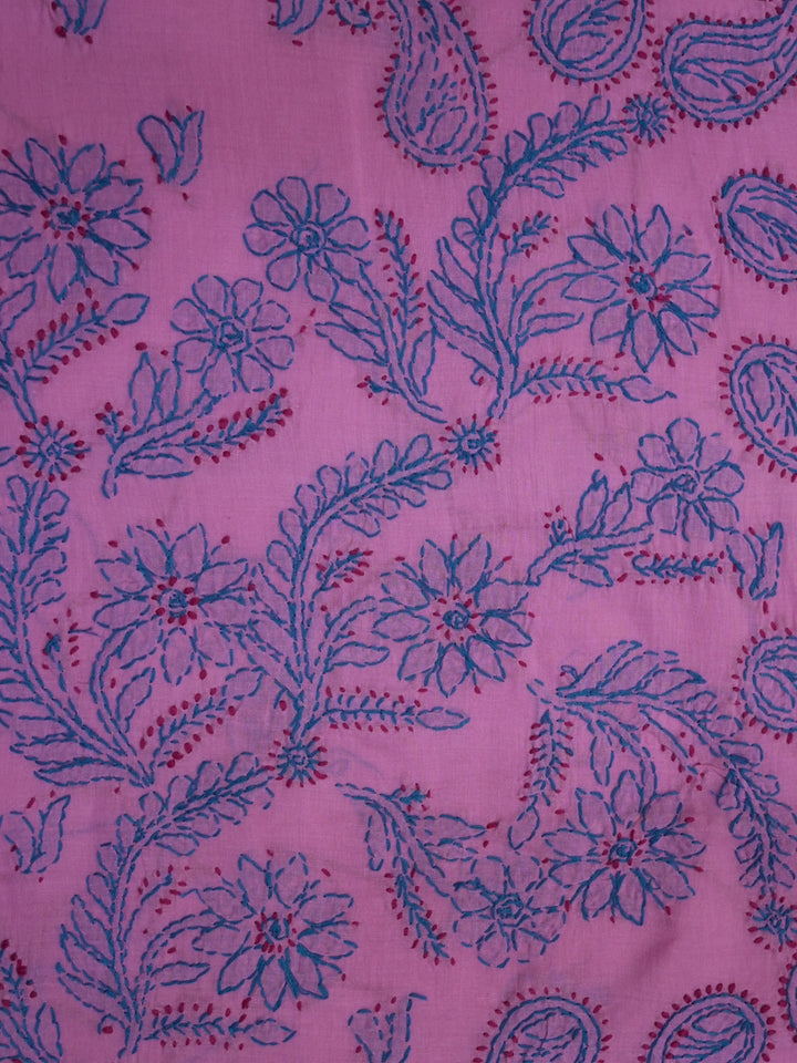 women hand embroidered chikankari cotton dressmaterial PC4120-HOTPINK4