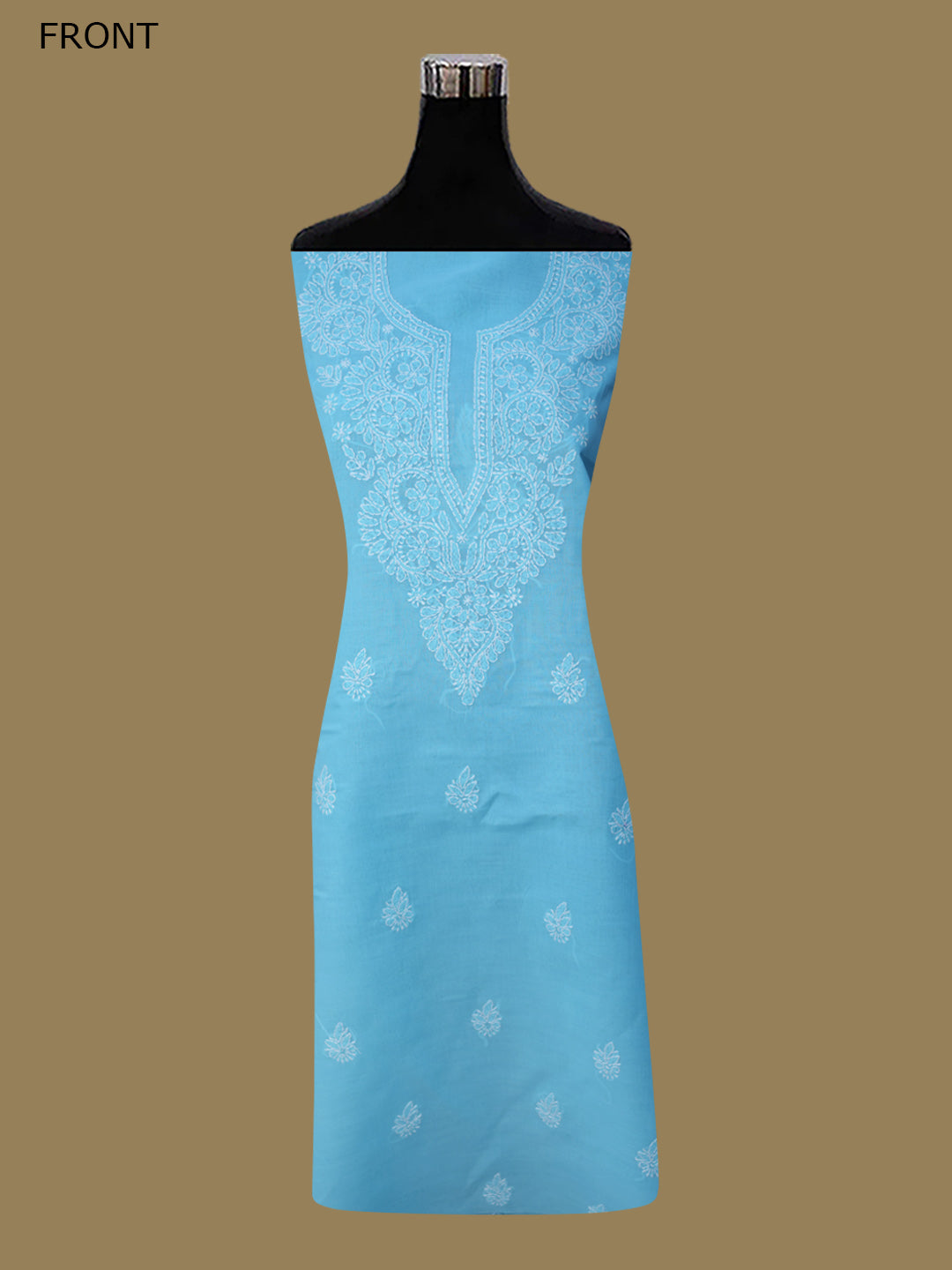 Women Hand Embroidered Cotton Chikankari Dress Material PCSCU00104FS Blue