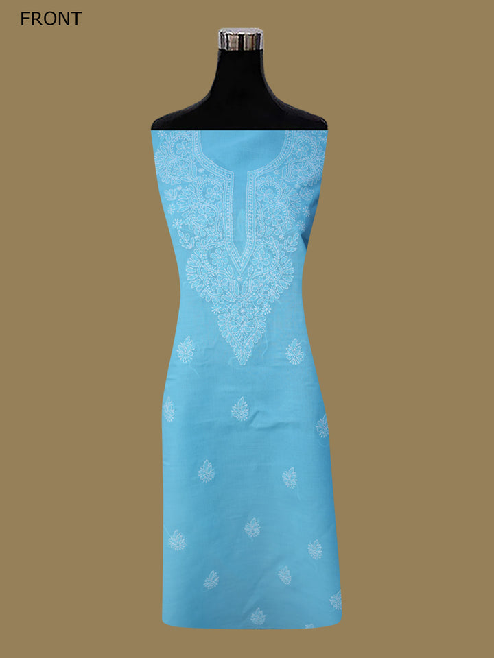 Women Hand Embroidered Cotton Chikankari Dress Material PCSCU00104FS Blue