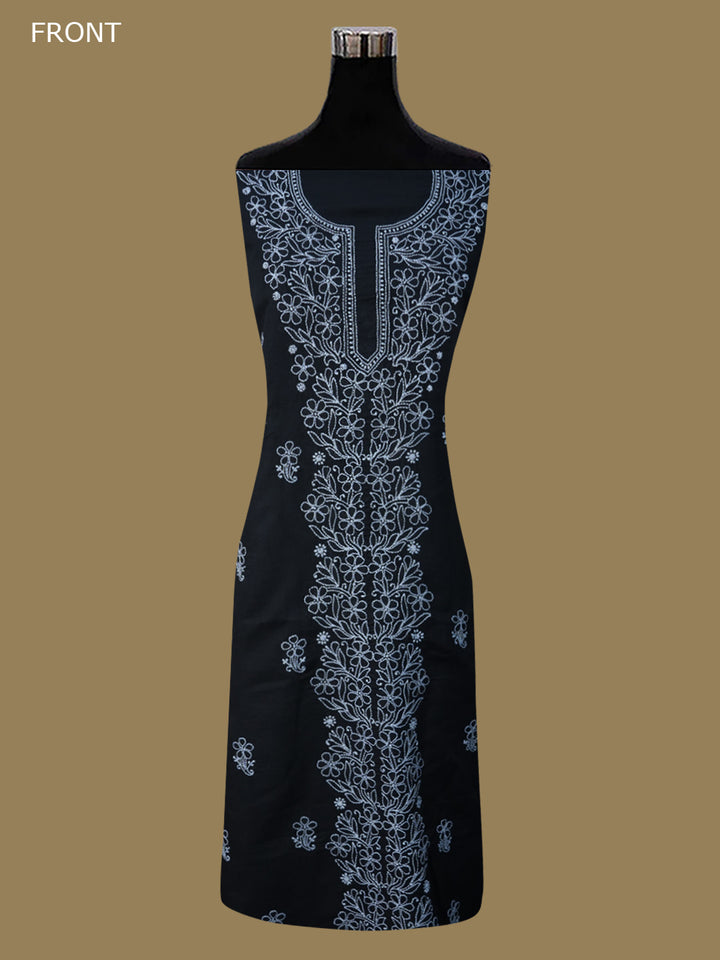 Women Hand Embroidered Chikankari Cotton Dressmaterial PCSCU00104FS-BLACK