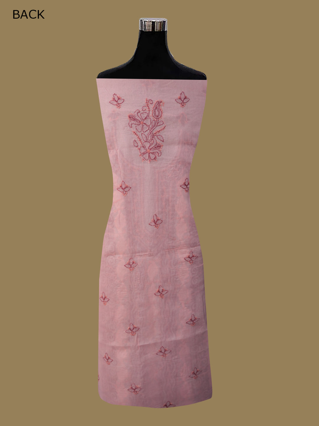 Women Hand Embroidered Chikankari Cotton Dressmaterial PC4120-DUSTYROSE
