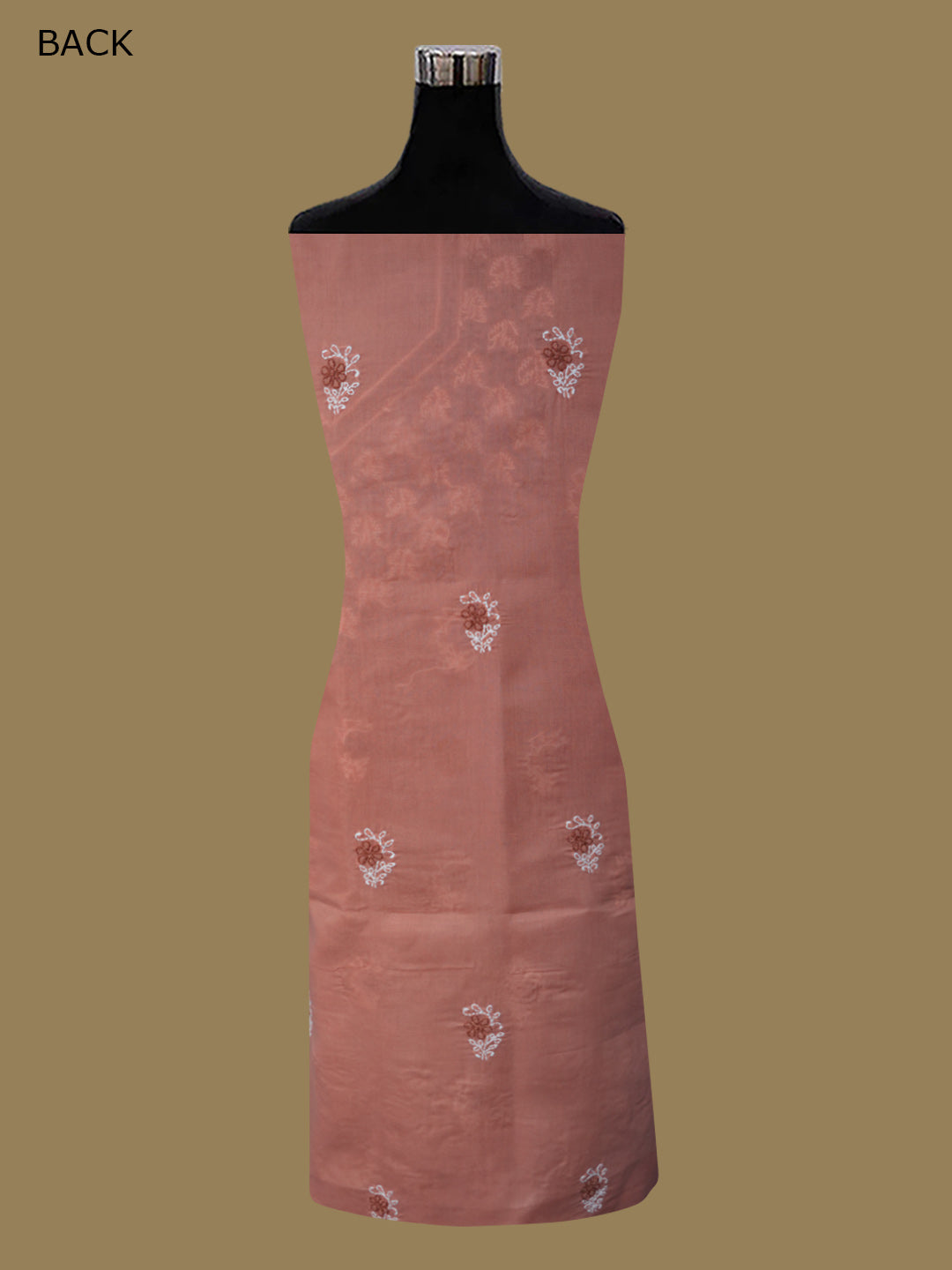 Women Hand Embroidered Chikankari Cotton Dressmaterial PCSCU00102FS-PEACH