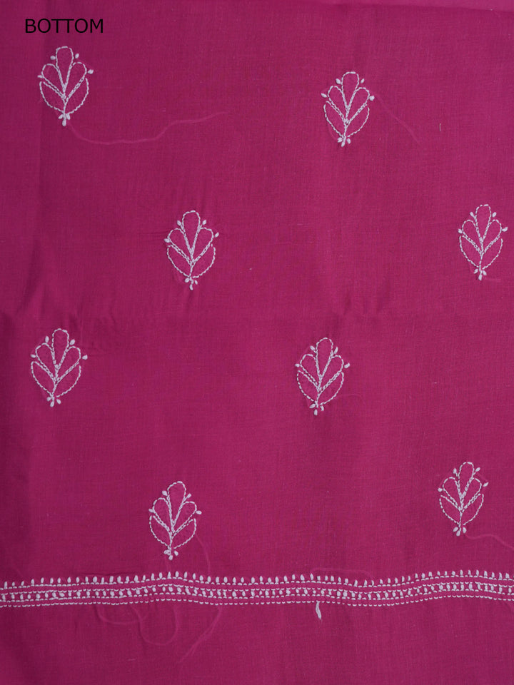 Women Hand Embroidered Chikankari Cotton Dressmaterial PCSCU00104FS-MAGENTA