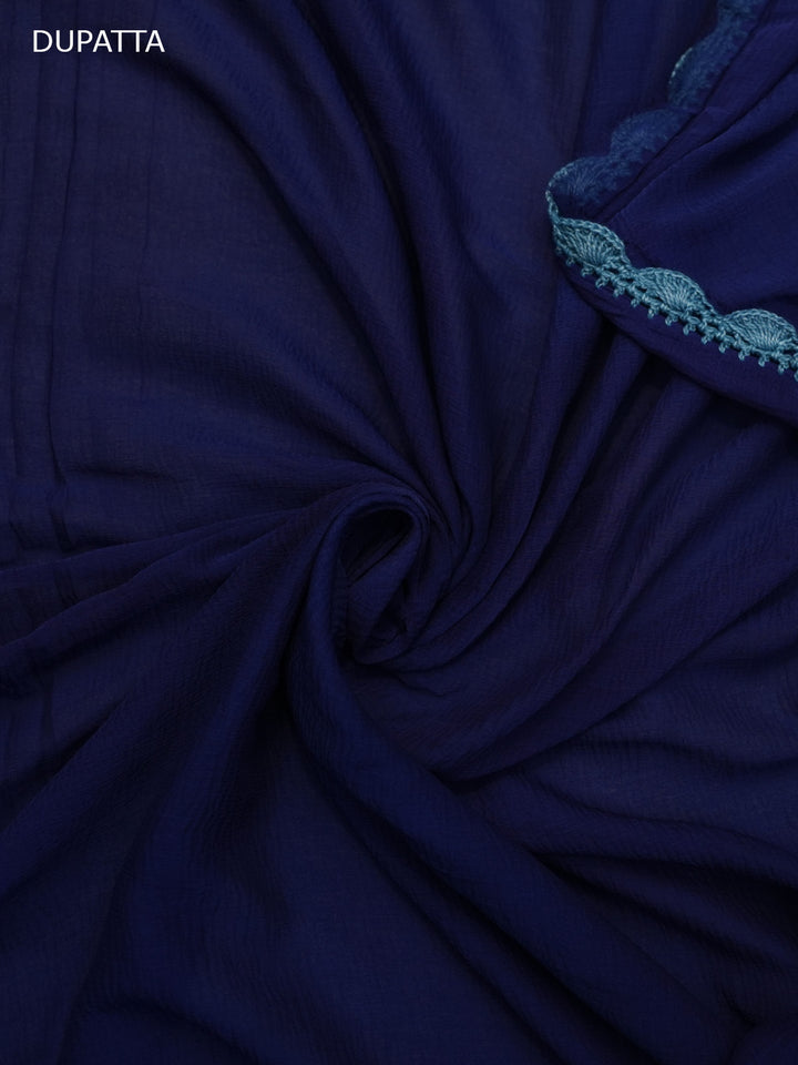 Women Hand Embroidered Chikankari Cotton Dressmaterial PC4120-NAVYBLUE