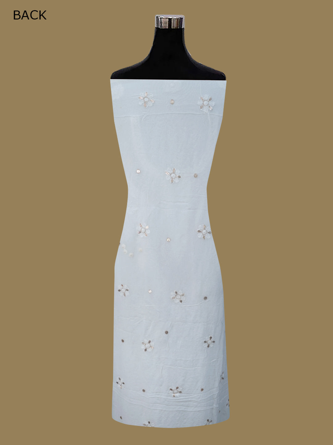 Women Hand Embroidered Chikankari Viscose Georgette Dressmaterial PC4124-WHITE2
