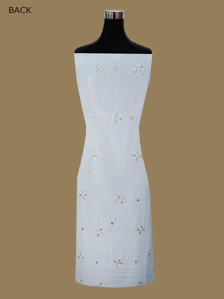 Women Hand Embroidered Chikankari Viscose Georgette Dressmaterial PC4124-WHITE2