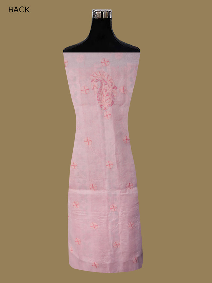Women Hand Embroidered Chikankari Cotton Dressmaterial PC4120-CORALPINK