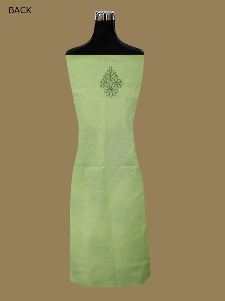 Women Hand Embroidered Cotton Chikankari Dress MaterialPCSCU00406FS-LIMEGREEN