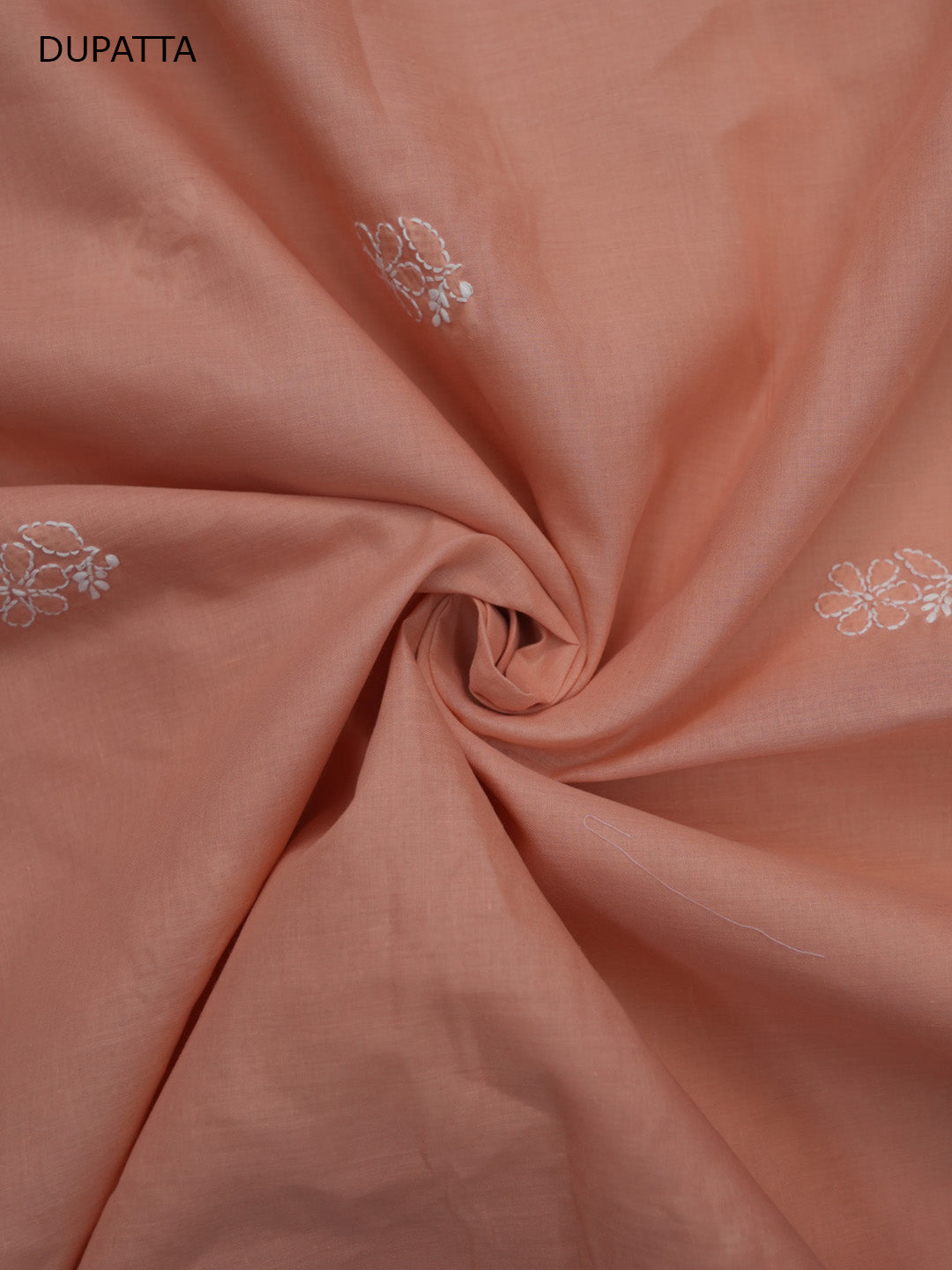 Women Hand Embroidered Cotton Chikankari Dress MaterialPCSCU00104FS-RUST