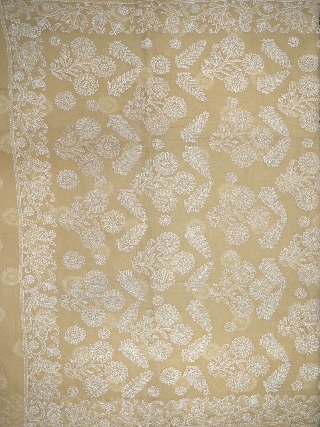 Hand Embroidered Chikankari Cotton Saree PCSAR02 Beige