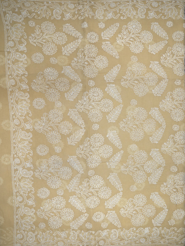 Hand Embroidered Chikankari Cotton Saree PCSAR02 Beige