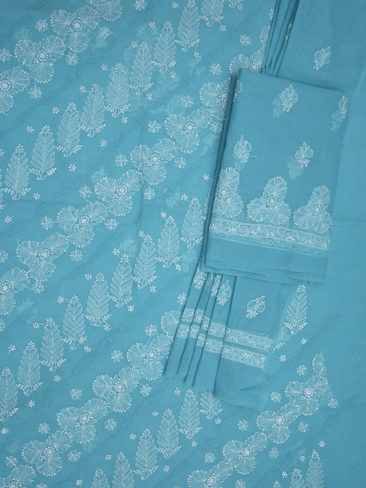 women hand embroidered chikankari cotton dressmaterial PC4120-SEAGREEN31