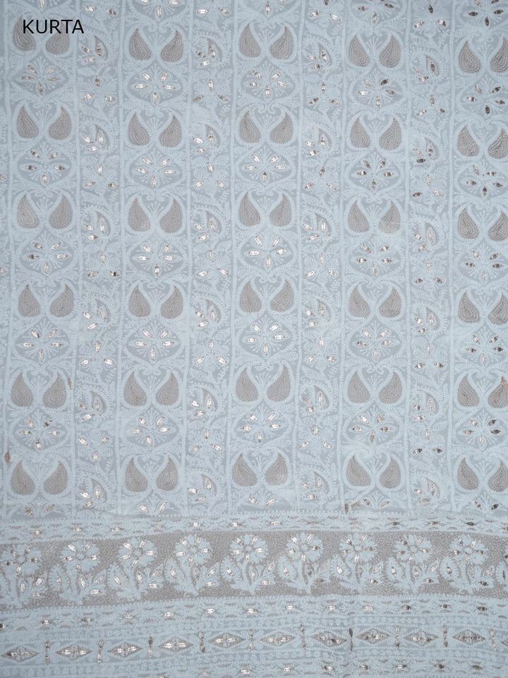 Women Hand Embroidered Chikankari Viscose Georgette Dressmaterial PC4124-WHITE8