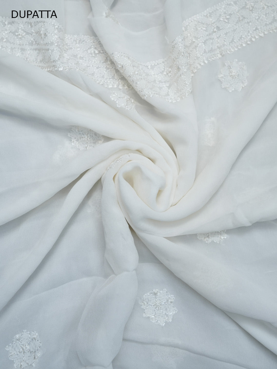Women Hand Embroidered Chikankari Viscose Georgette Dressmaterial PC4123-WHITE5