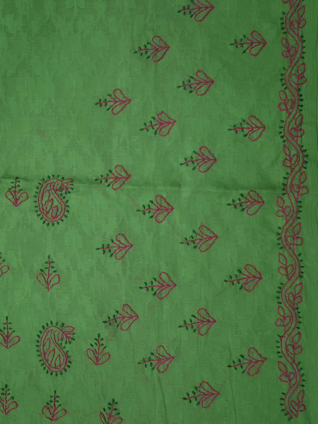 women hand embroidered chikankari cotton dressmaterial PC4120-PARROTGREEN12