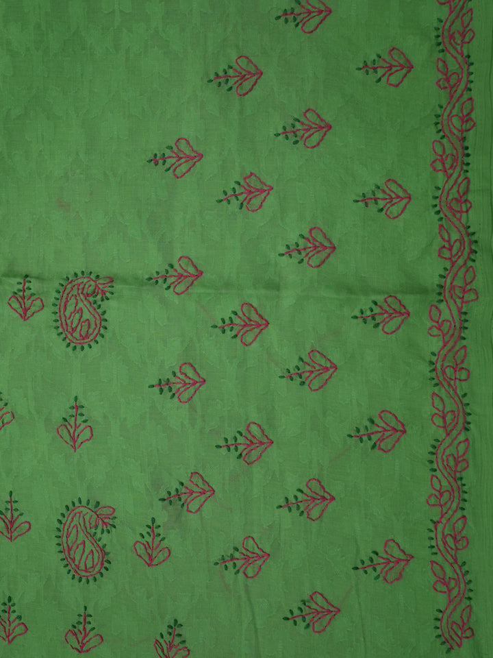 women hand embroidered chikankari cotton dressmaterial PC4120-PARROTGREEN12