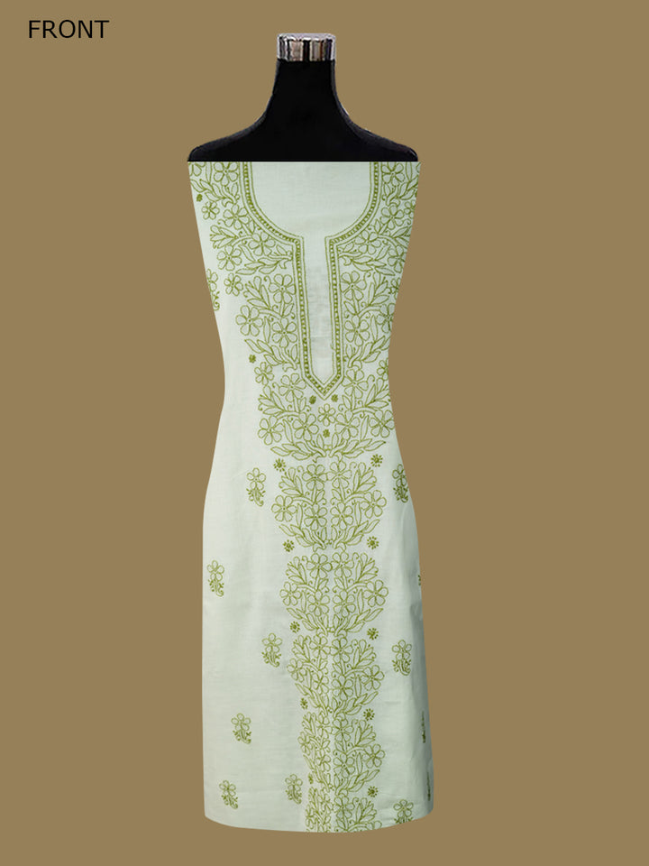 Women Hand Embroidered Cotton Chikankari Dress MaterialPCSCU00406FS-LEMON