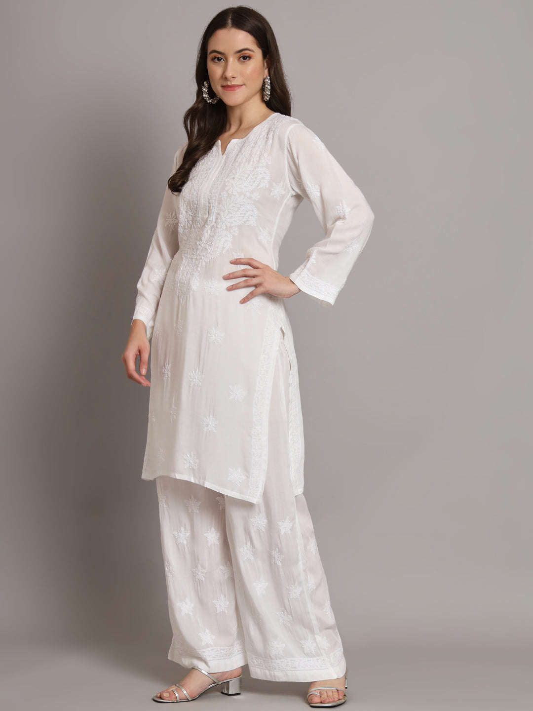 Women Hand Embroidered Chikankari Modal Kurta Set-PC3662