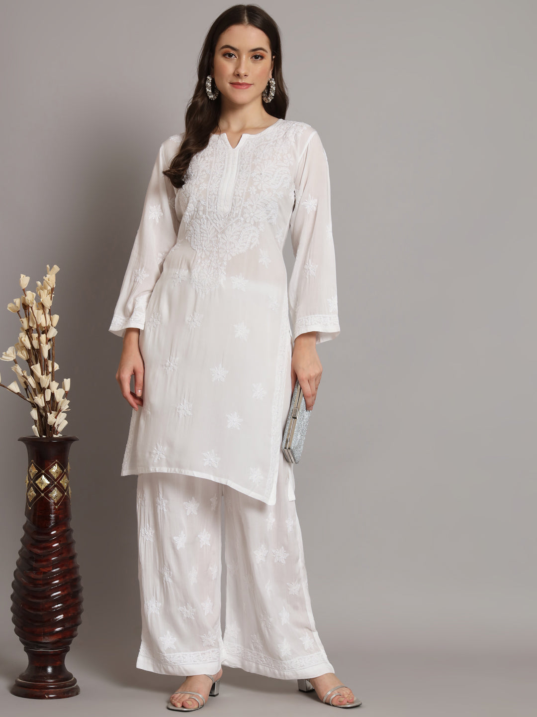 Women Hand Embroidered Chikankari Modal Kurta Set-PC3662