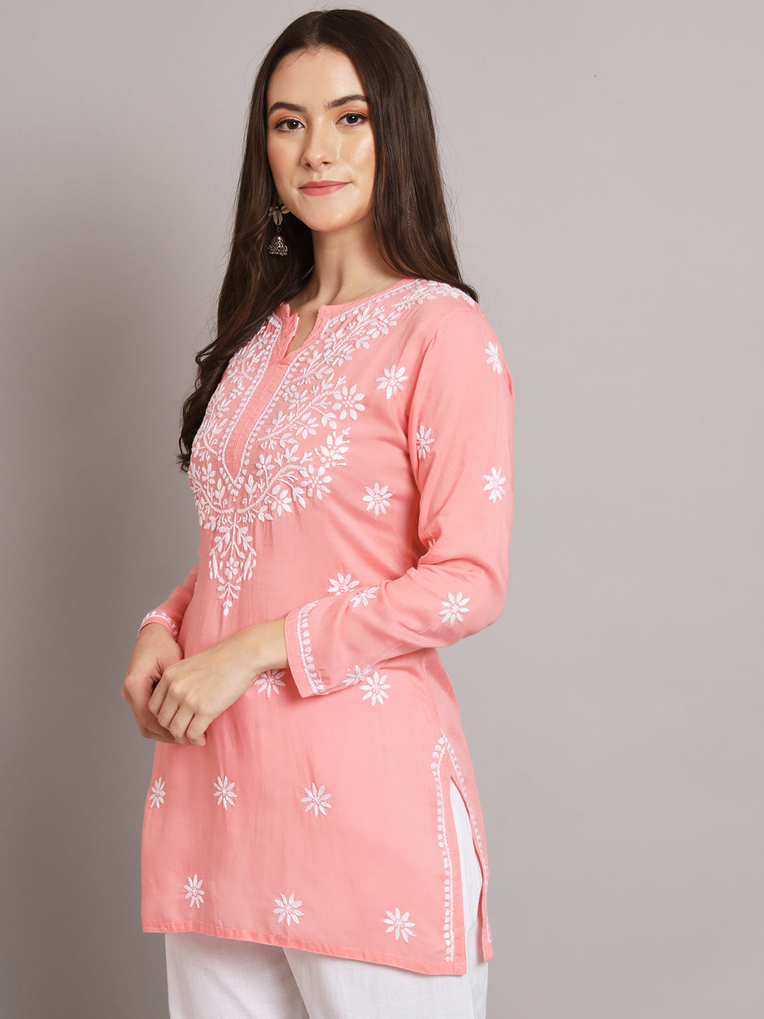 Women Hand Embroidered Chikankari Modal Kurti PC3611