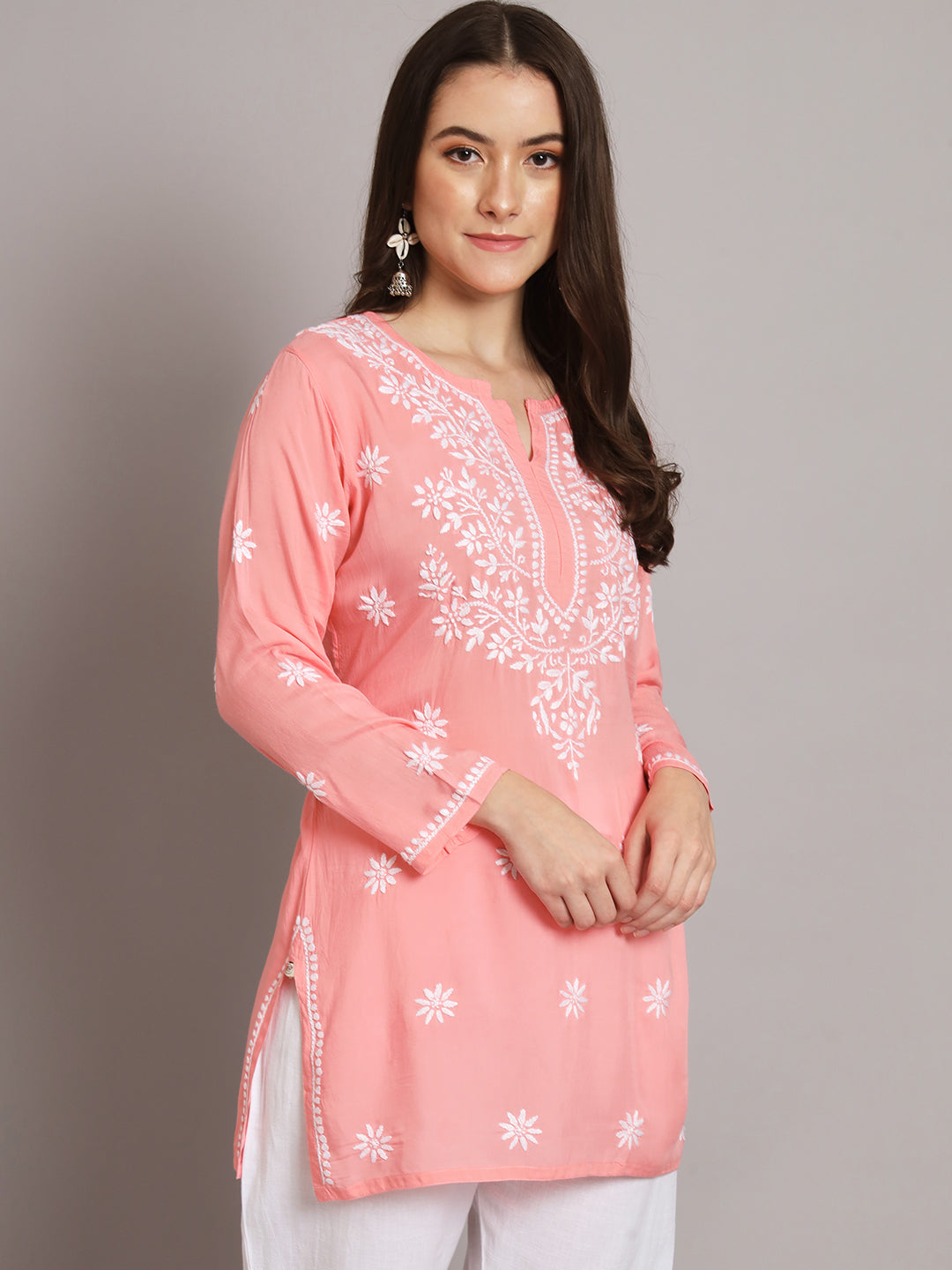 Women Hand Embroidered Chikankari Modal Kurti PC3611