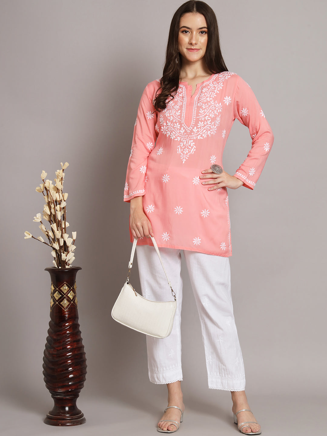 Women Hand Embroidered Chikankari Modal Kurti PC3611