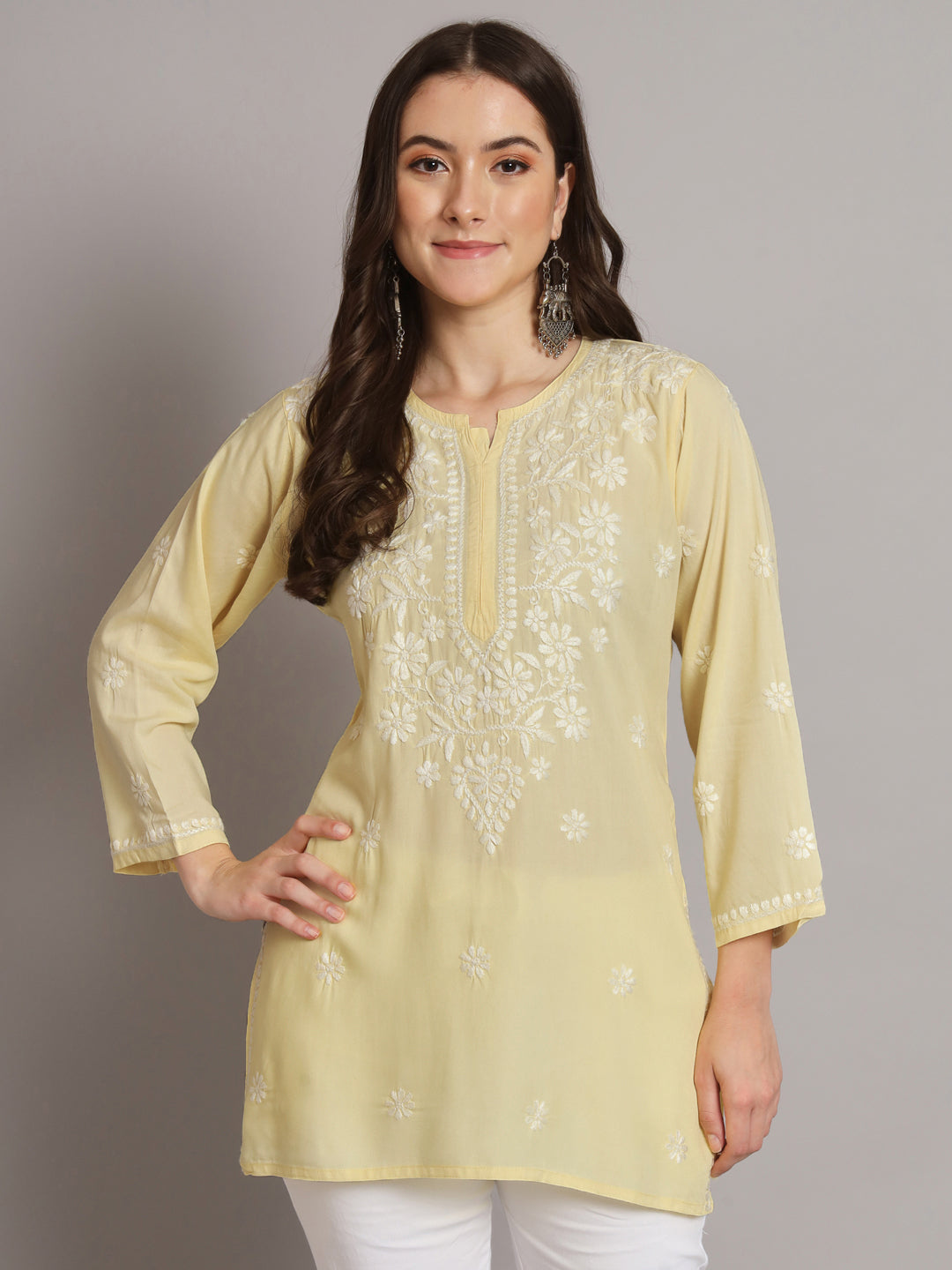 Women Hand Embroidered Chikankari Modal Kurti PC3611