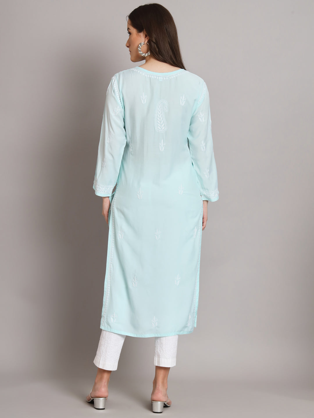 Hand Embroidered Chikankari Modal Straight Kurta- PC3584