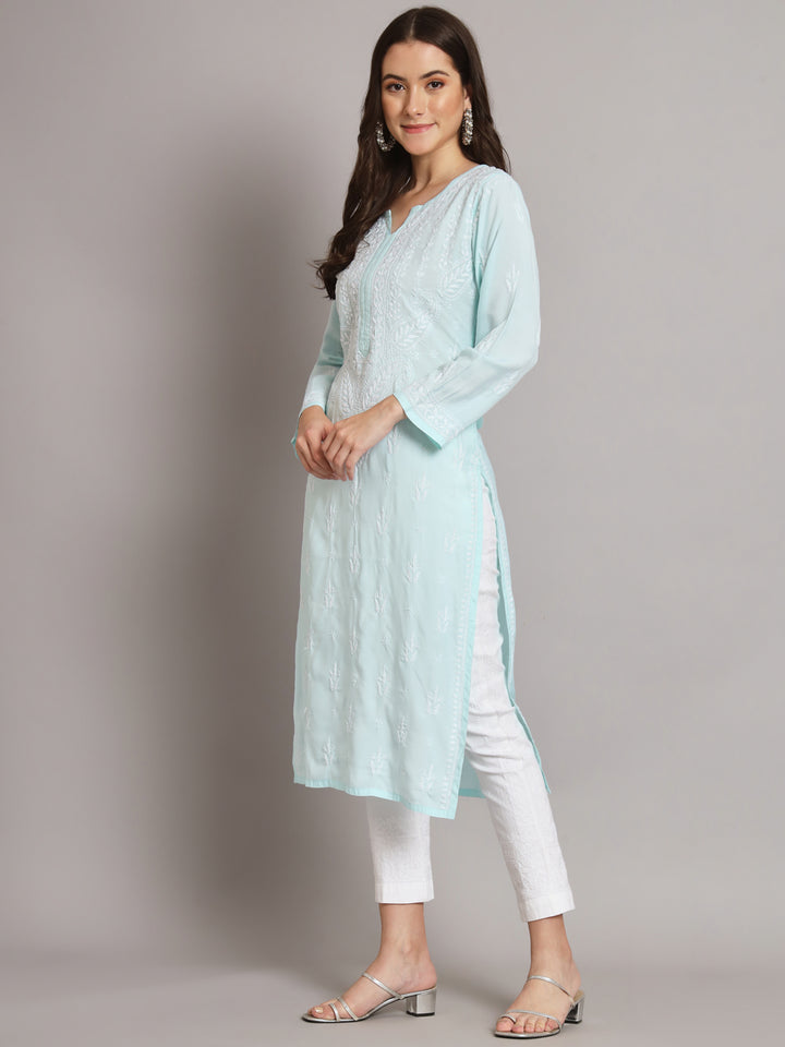 Hand Embroidered Chikankari Modal Straight Kurta- PC3584