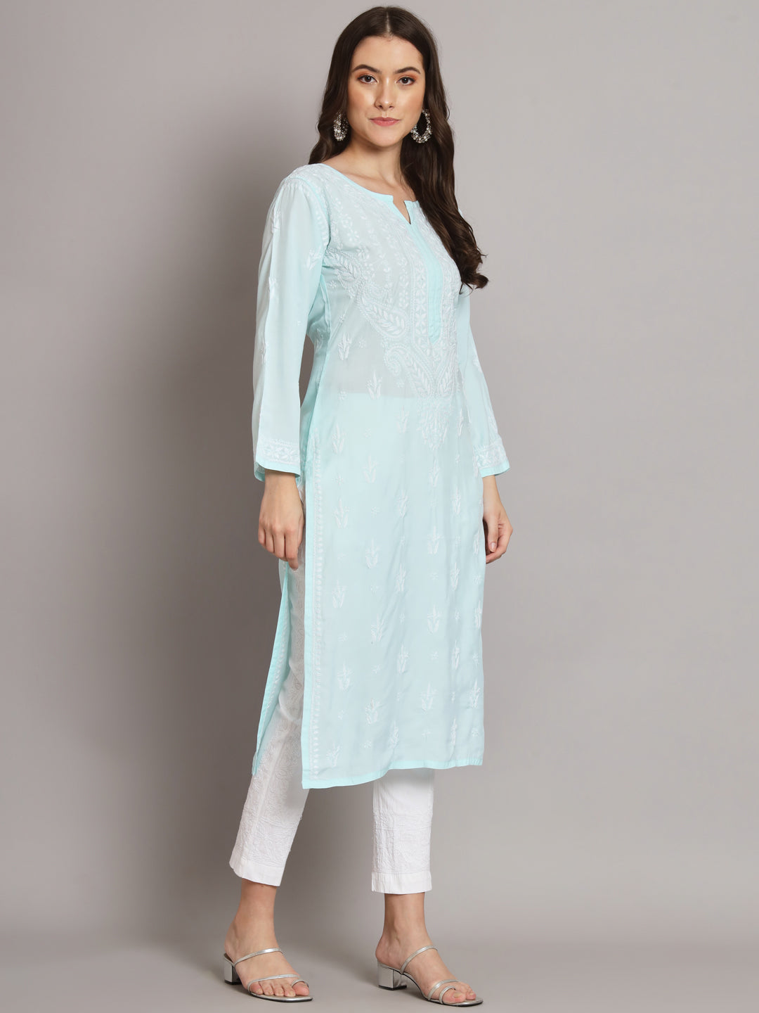 Hand Embroidered Chikankari Modal Straight Kurta- PC3584