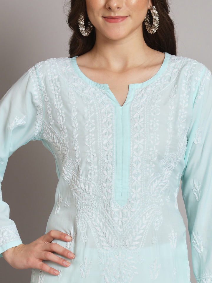 Hand Embroidered Chikankari Modal Straight Kurta- PC3584