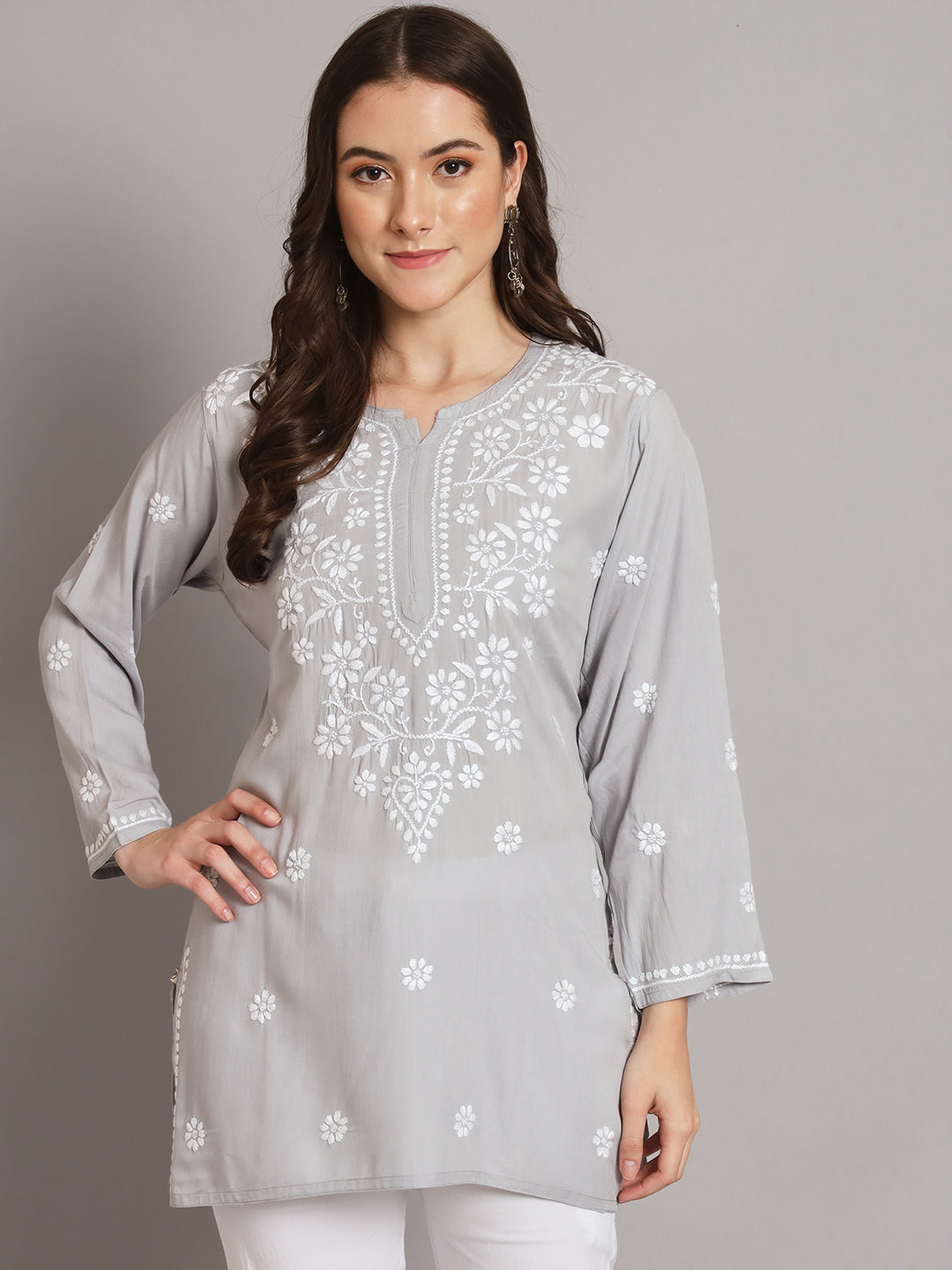 Women Hand Embroidered Chikankari Modal Kurti PC3611