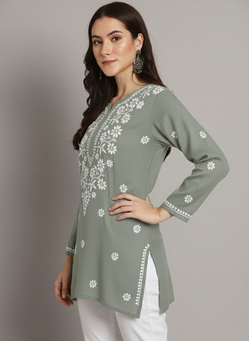 Women Hand Embroidered Chikankari Modal Kurti PC3611