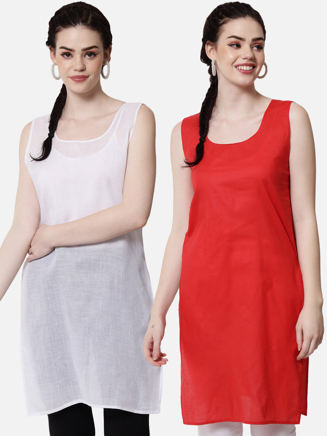 Buy FashNwish Women's Sleeveless Hosiery Cotton Bra Type Full Length  Camisole, Long Inner wear Petticoat-Nighty Slip-Kurti Slip-Suit Slip-Pink  Color Online In India At Discounted Prices