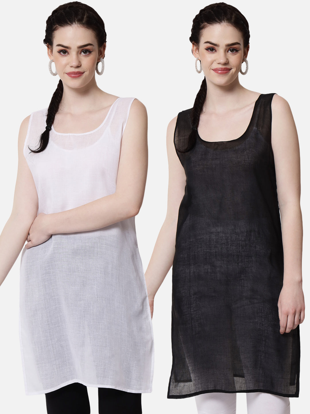 Women Pack Of 2 Solid Cotton Camisoles PC3603B-white3