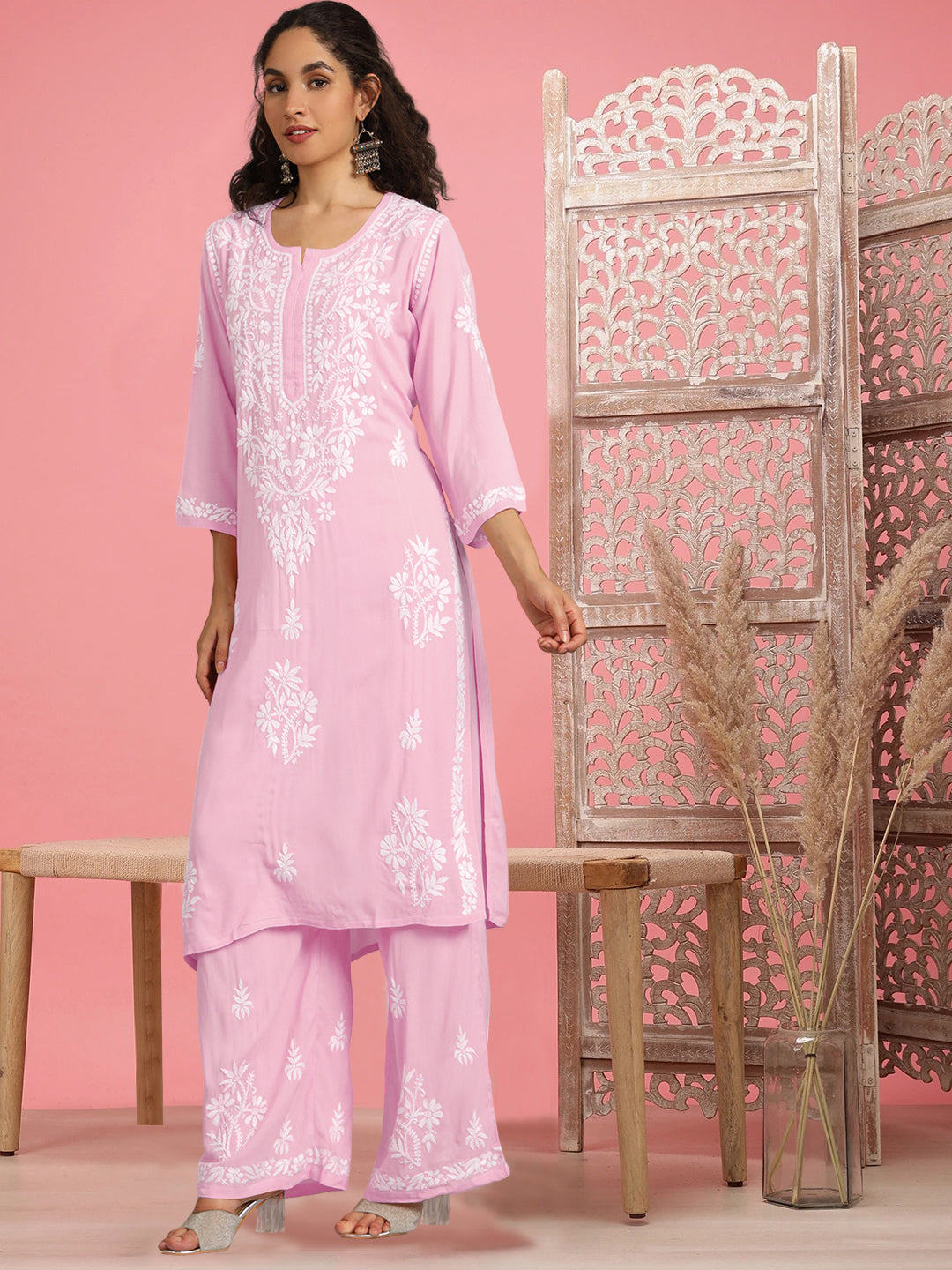 Women Hand Embroidered Chikankari Modal kurta set PC3600KS