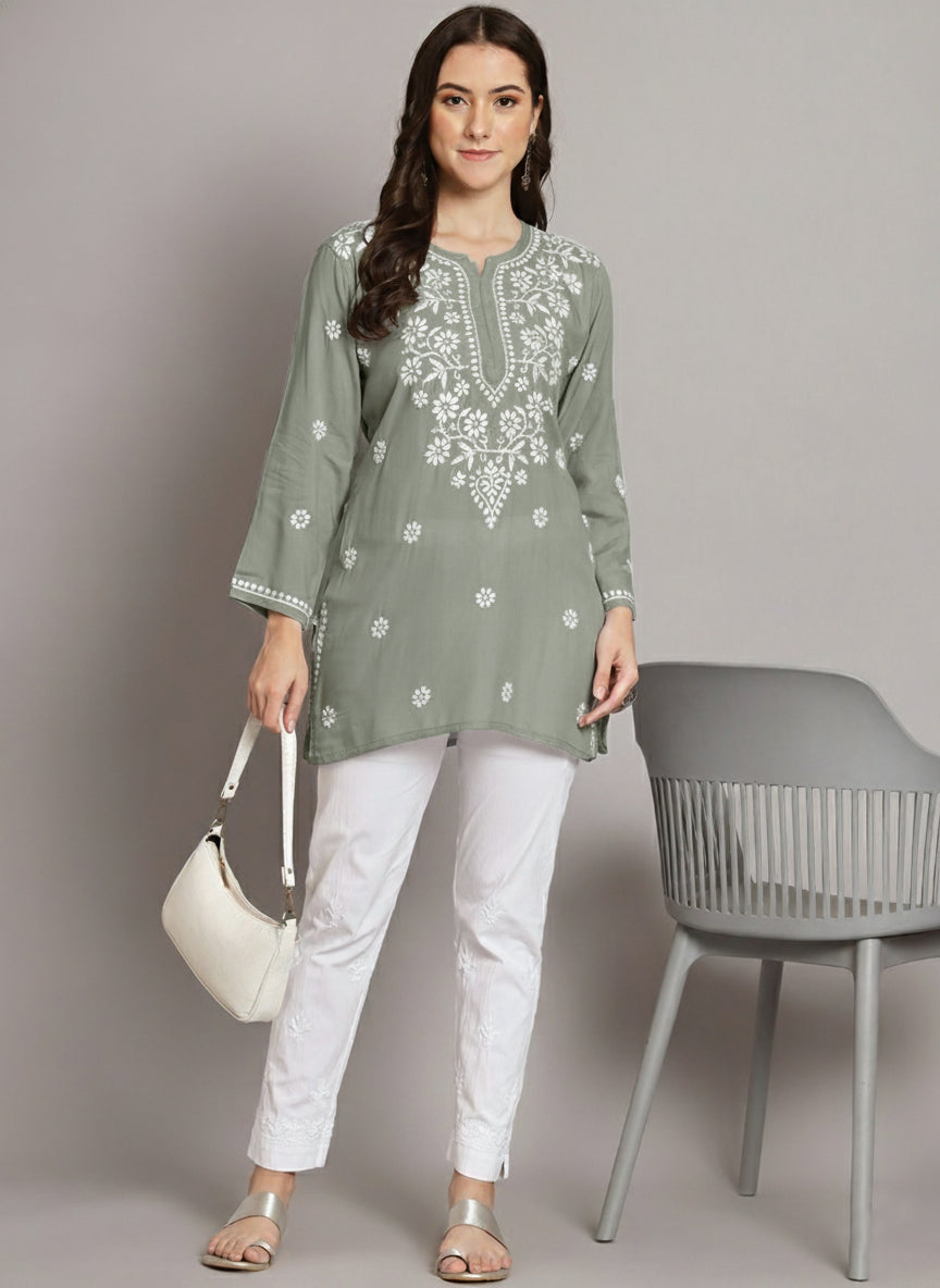 Women Hand Embroidered Chikankari Modal Kurti PC3611