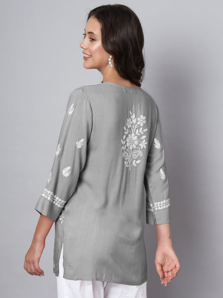 Women Hand Embroidered Rayon Chikankari Kurti PC3696