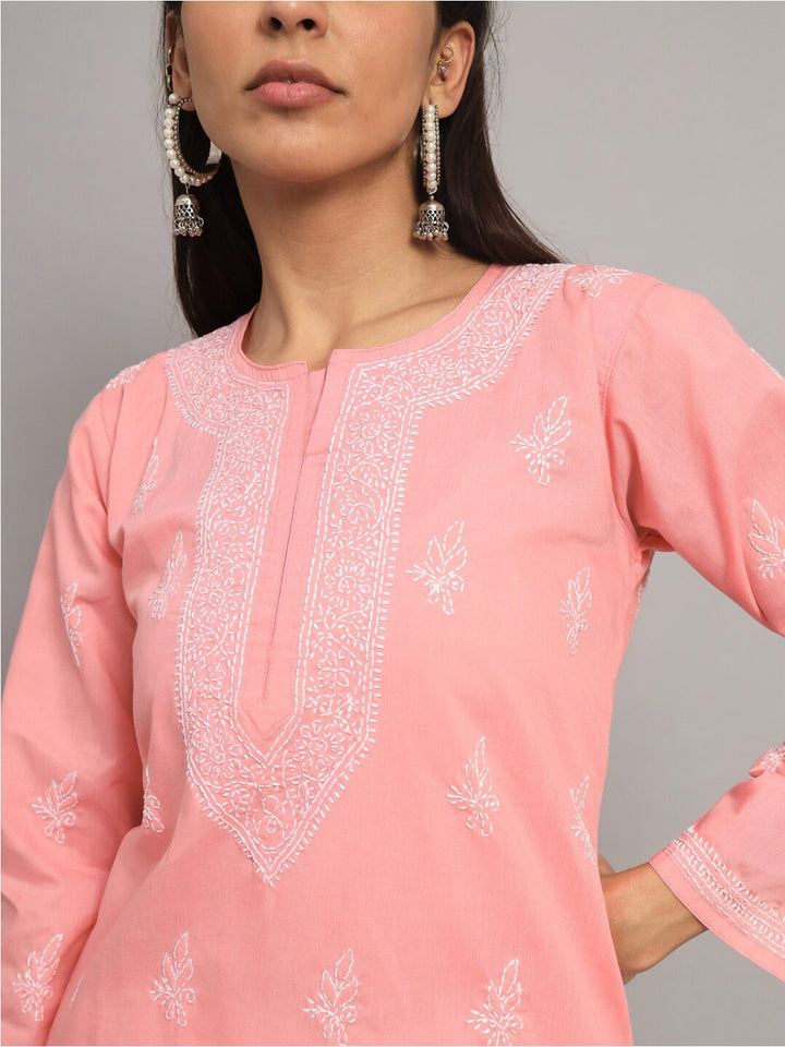 Women Hand Embroidered Chikankari Cotton Kurti PC3602