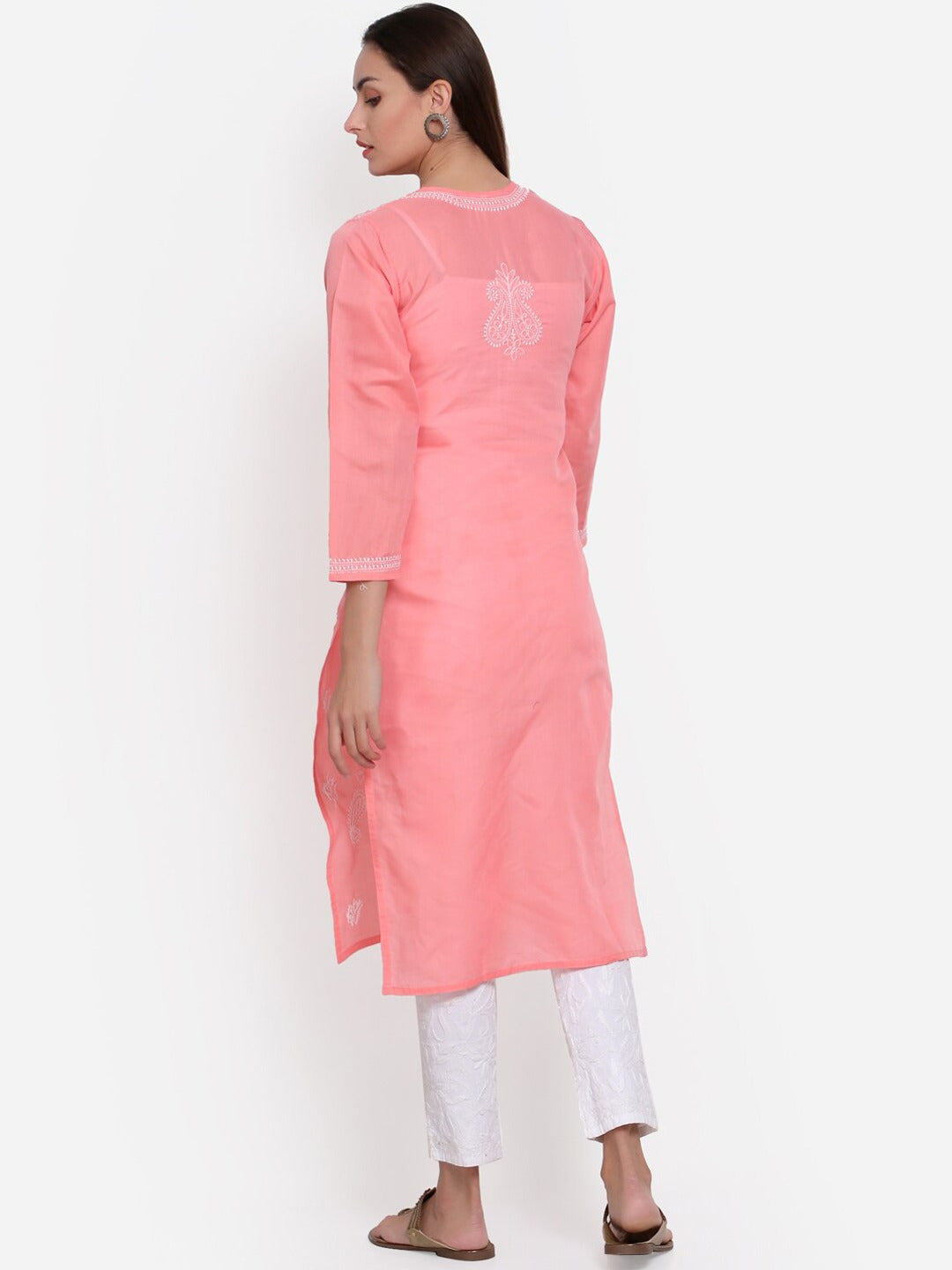 Hand Embroidered Chikankari Cotton Straight Kurta PC3496