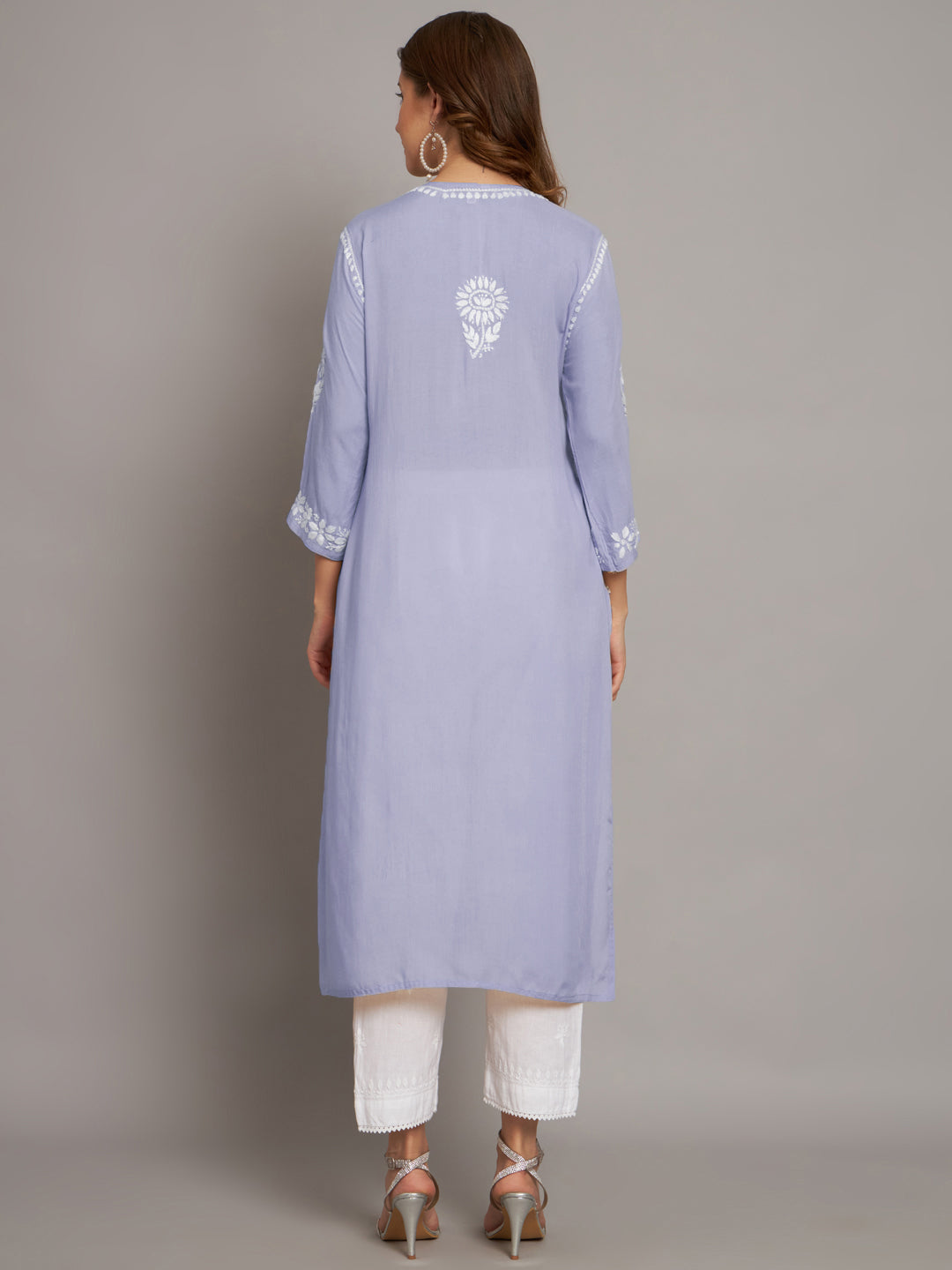 Women Hand Embroidered Chikankari Modal Straight Kurta- PC3658 Mauve