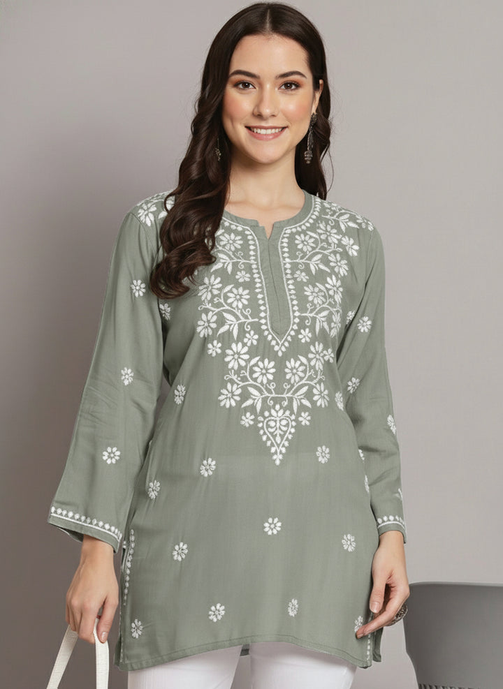 Women Hand Embroidered Chikankari Modal Kurti PC3611