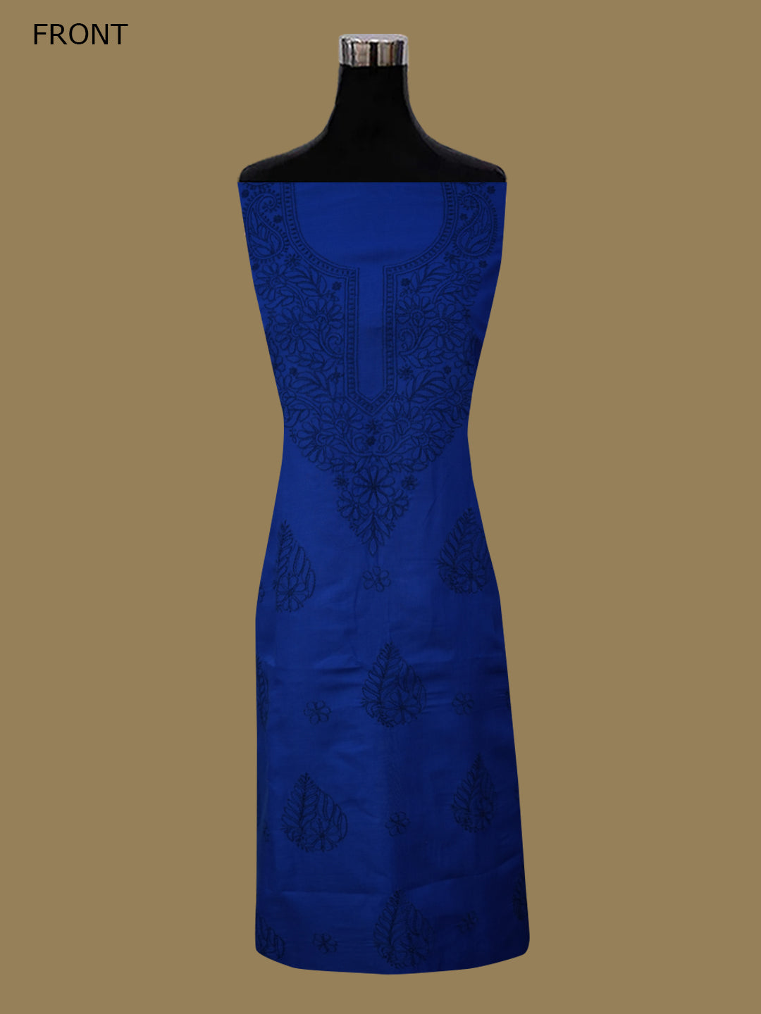 Women Hand Embroidered Chikankari Cotton Dressmaterial PCSCU00406FS-ROYALBLUE