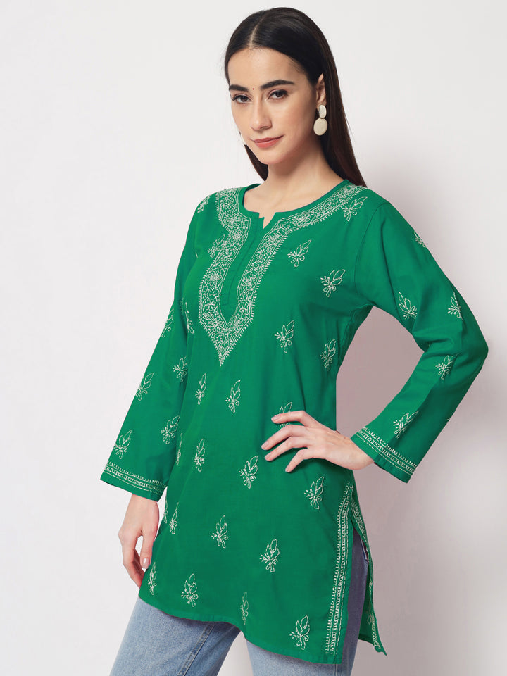 Women Hand Embroidered Chikankari Cotton Kurti PC3602