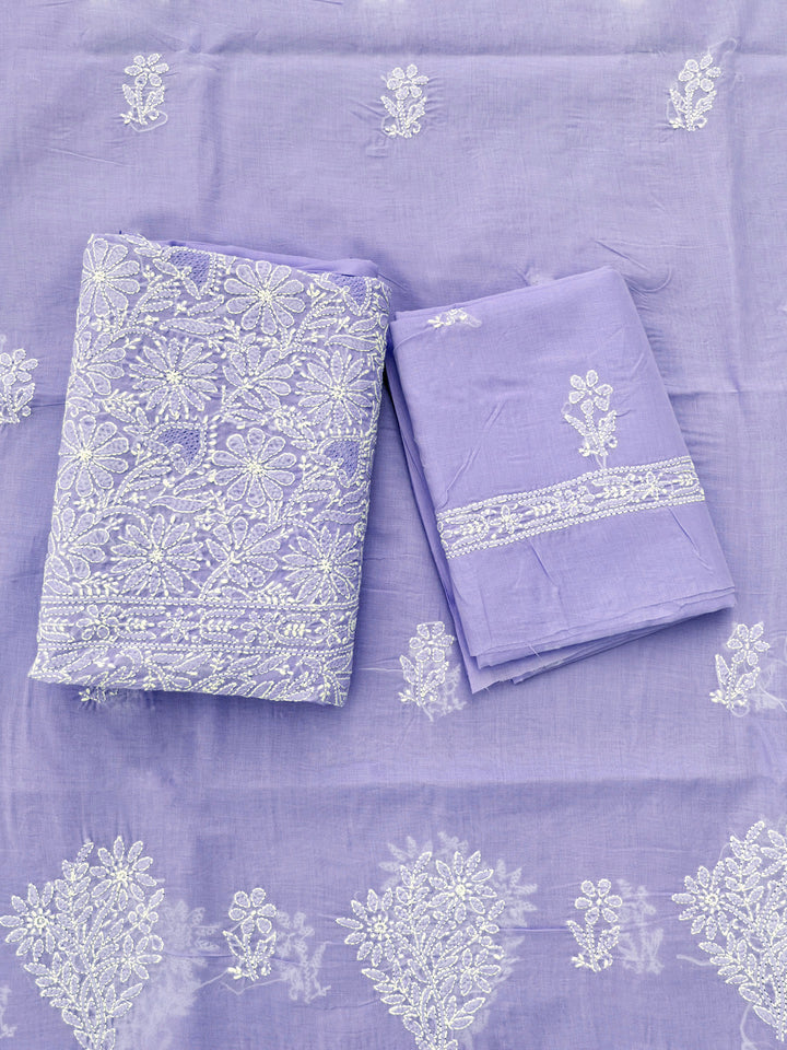 Hand Embroidered Chikankari Cotton Dress Material - PC4061