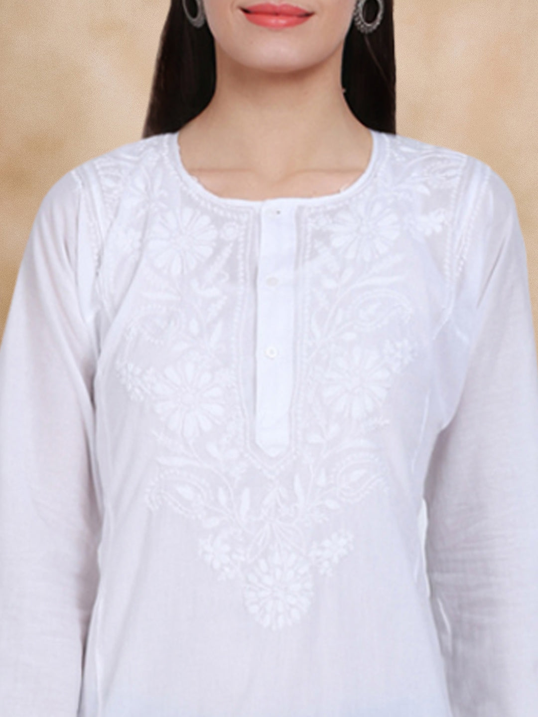 Hand Embroidered Chikankari Cotton Straight Kurta-NM125