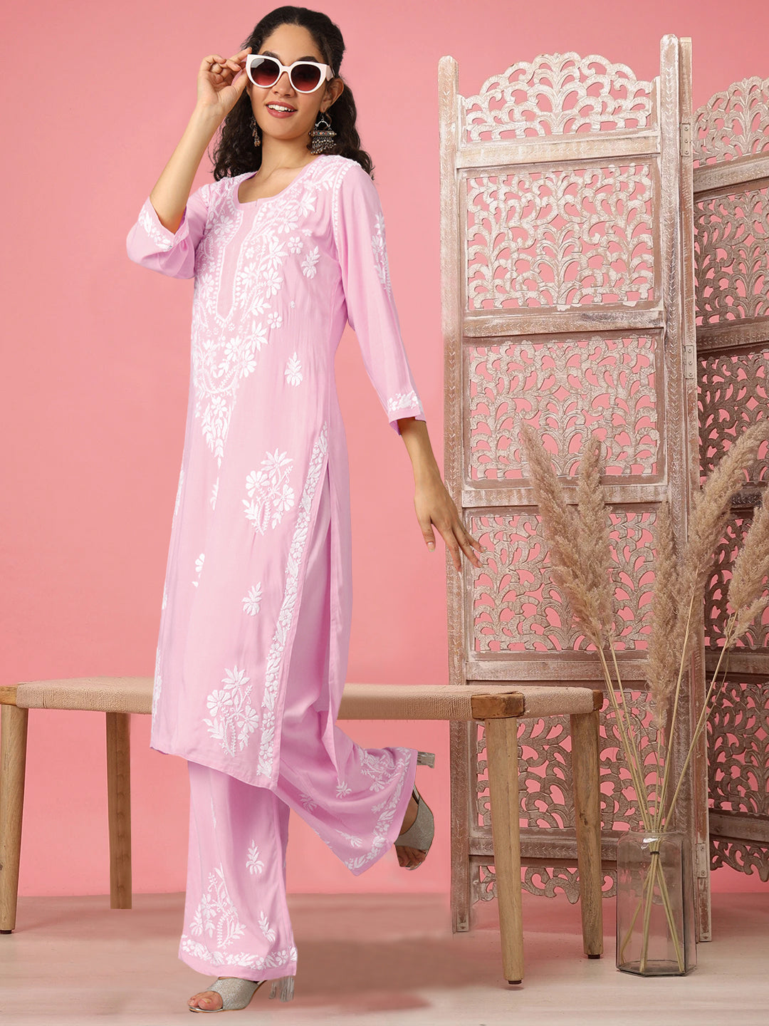 Women Hand Embroidered Chikankari Modal kurta set PC3600KS