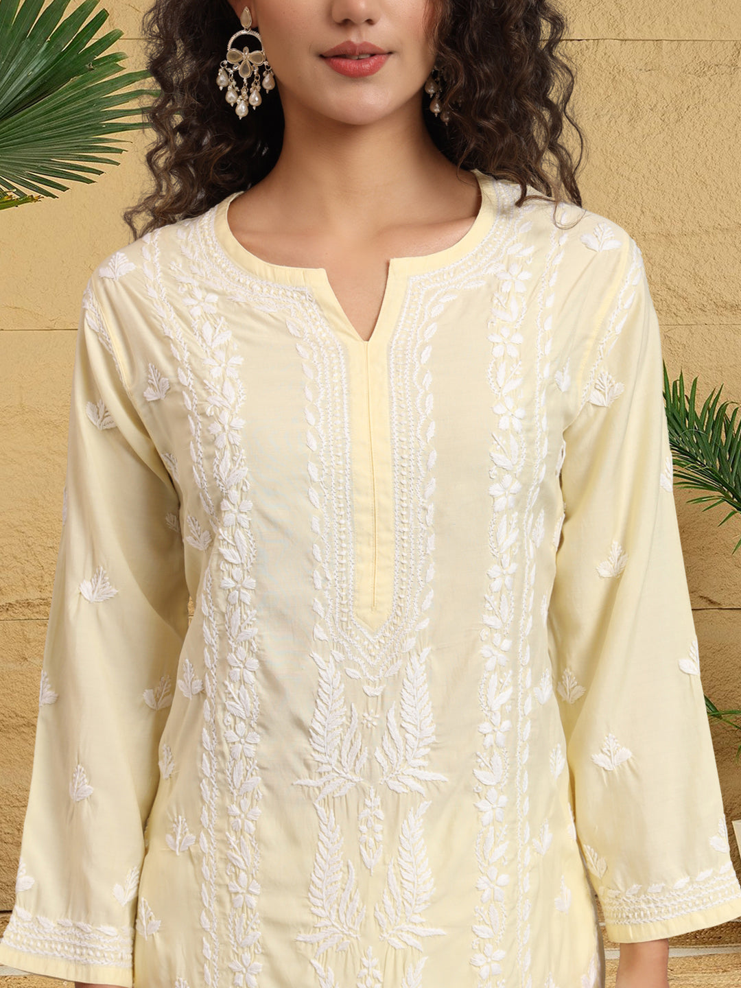 Hand Embroidered Chikankari Modal Straight Kurta- PC4052