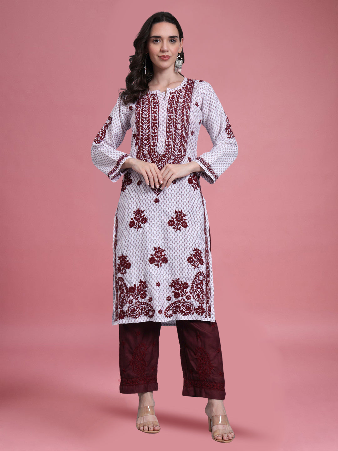 Women Hand Embroidered Chikankari Cotton kurta set PC4086KS